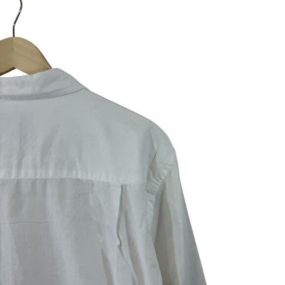 St Johns Bay NWT Large Comfort Stretch Button Front Shirt White Cotton Womens - Picture 12 of 13